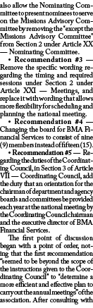 also allow the Nominating Committee to present nominees to serve on the Missions Advisory Committee by removing the “...
